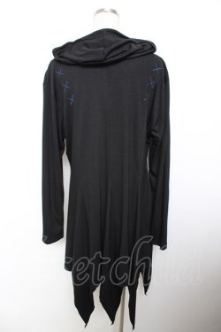 画像2: ALGONQUINS / 十字刺繍変形ロングパーカー F 黒 Y-25-11-26-130-AL-TO-SZ-ZY