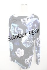 CIVARIZE / Zest フラワー総柄ドレープカットソー 44 ブラック Y-25-11-26-133-GO-TO-SZ-ZY