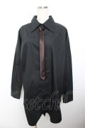Deorart / ネクタイ付き燕尾ロングシャツ L 黒 Y-25-11-26-135-PU-BL-SZ-ZY