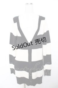 PEACE NOW / ボーダーカーディガン M 黒×白 Y-25-11-26-137-PU-TO-SZ-ZY