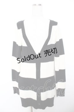 画像1: PEACE NOW / ボーダーカーディガン M 黒×白 Y-25-11-26-137-PU-TO-SZ-ZY