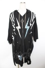 SEX POT ReVeNGe / イナズマptダメージ加工入りパーカー F 黒 Y-25-11-26-138-SP-TO-SZ-ZY