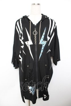 画像1: SEX POT ReVeNGe / イナズマptダメージ加工入りパーカー F 黒 Y-25-11-26-138-SP-TO-SZ-ZY