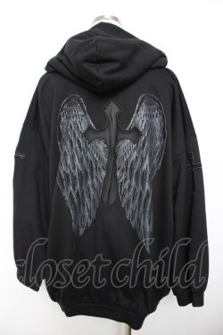 画像2: ALGONQUINS / クロス穴空きパーカー F 黒 Y-25-11-26-139-AL-TO-SZ-ZY