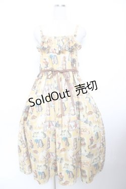 画像1: Perla nell' ostrica / ヴィンテージキャットキャミワンピース  イエロー Y-25-11-26-140-EL-OP-SZ-ZI