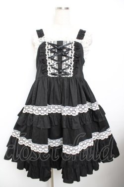 画像1: MAM MAXICIMAM / リリックローズラシーヌジャンパースカート  黒 Y-25-11-26-141-LO-OP-SZ-ZY