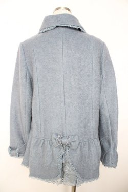 画像2: axes femme / ペプラムハーフコート M サックス Y-25-11-26-146-AX-CO-SZ-ZY