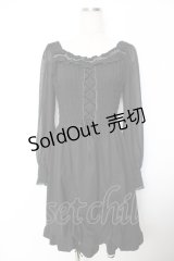 axes femme / 編み上げオフショルワンピース  黒 Y-25-11-26-153-AX-OP-SZ-ZY