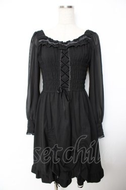 画像1: axes femme / 編み上げオフショルワンピース  黒 Y-25-11-26-153-AX-OP-SZ-ZY