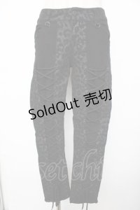 SEX POT ReVeNGe / ヒョウ柄レースアップパンツ M 黒 Y-25-11-26-173-SP-PA-SZ-ZY