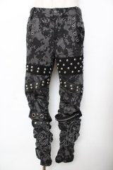 SEX POT ReVeNGe / タイダイ柄スタッズギャザーパンツ M 黒×グレー Y-25-11-26-176-SP-PA-SZ-ZY