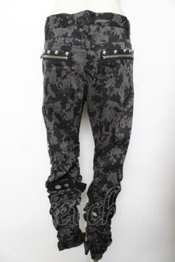 画像2: SEX POT ReVeNGe / タイダイ柄スタッズギャザーパンツ M 黒×グレー Y-25-11-26-176-SP-PA-SZ-ZY