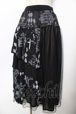 画像1: SEX POT ReVeNGe / GRIMMレイヤードスカート  黒×グレー Y-25-11-26-177-SP-SK-SZ-ZY