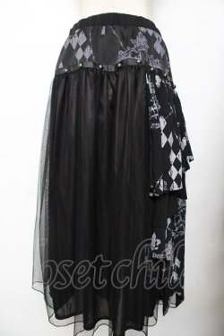 画像2: SEX POT ReVeNGe / GRIMMレイヤードスカート  黒×グレー Y-25-11-26-177-SP-SK-SZ-ZY