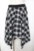 SEX POT ReVeNGe / チェク柄ランダムヘムスカート M 黒 Y-25-11-26-179-SP-SK-SZ-ZY