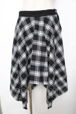 画像1: SEX POT ReVeNGe / チェク柄ランダムヘムスカート M 黒 Y-25-11-26-179-SP-SK-SZ-ZY