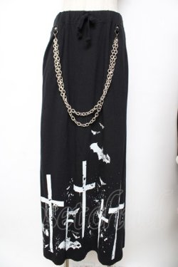 画像1: SEX POT ReVeNGe / チェーン付きクロスptロングスカート  黒 Y-25-11-26-180-SP-SK-SZ-ZY