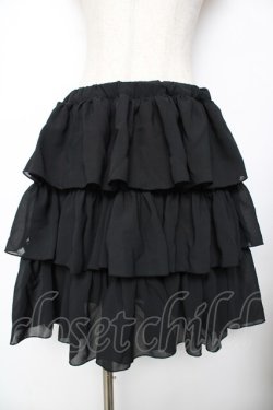 画像1: ATELIER PIERROT / シフォンティアードフリルスカート  黒 Y-25-11-26-184-EL-SK-SZ-ZY
