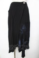 ALGONQUINS / タイダイ切り替えラップスカート F 黒×青 Y-25-11-26-189-AL-SK-SZ-ZY