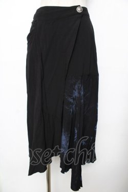 画像1: ALGONQUINS / タイダイ切り替えラップスカート F 黒×青 Y-25-11-26-189-AL-SK-SZ-ZY