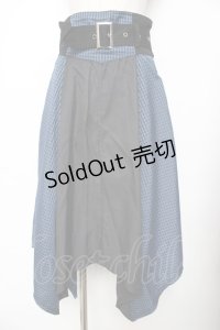 ALGONQUINS / 柄切替変形スカート F 黒×青 Y-25-11-26-193-AL-SK-SZ-ZY