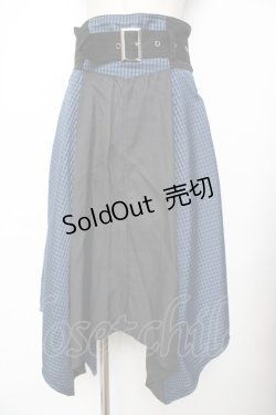 画像1: ALGONQUINS / 柄切替変形スカート F 黒×青 Y-25-11-26-193-AL-SK-SZ-ZY