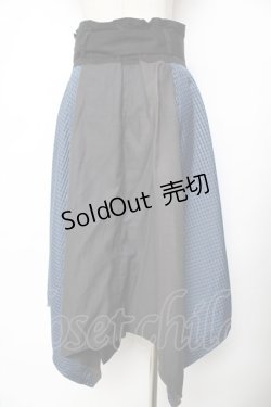 画像2: ALGONQUINS / 柄切替変形スカート F 黒×青 Y-25-11-26-193-AL-SK-SZ-ZY