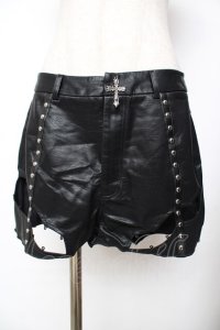 DARK IN LOVE / レザーショートパンツ  黒 Y-25-11-26-194-PU-PA-SZ-ZY