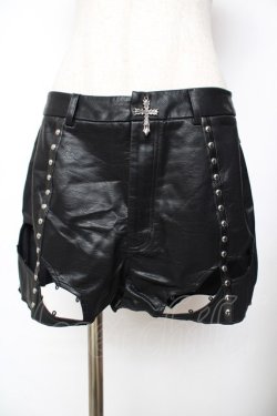 画像1: DARK IN LOVE / レザーショートパンツ  黒 Y-25-11-26-194-PU-PA-SZ-ZY