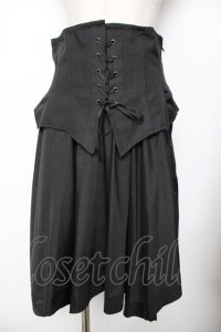 Moi-meme-Moitie / ストライプ蝙蝠コルセットスカート - ブラック Y-25-11-26-198-MO-SK-SZ-ZY