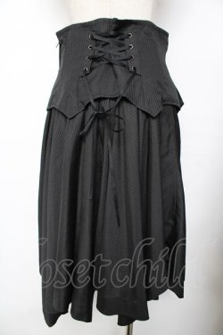 画像2: Moi-meme-Moitie / ストライプ蝙蝠コルセットスカート - ブラック Y-25-11-26-198-MO-SK-SZ-ZY