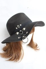 SEX POT ReVeNGe / スカルスタッズストローハット  黒 Y-25-11-26-023-SP-ZA-SZ-ZY