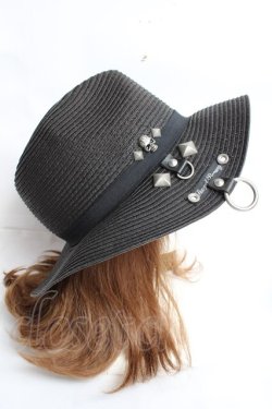 画像2: SEX POT ReVeNGe / スカルスタッズストローハット  黒 Y-25-11-26-023-SP-ZA-SZ-ZY