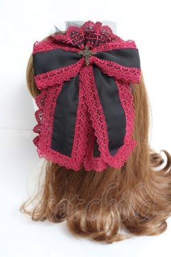画像2: Moi-meme-Moitie / M+CROIXリボンレースカチューシャ  ブラック×レッド Y-25-11-26-024-MO-AC-SZ-ZY
