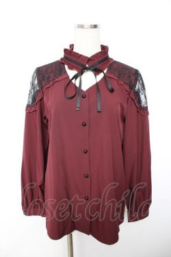 画像1: majoretty / チョーカーデザインブラウス  ワイン Y-25-11-30-046-LO-BL-SZ-ZY