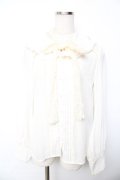 axes femme kawaii / レースボータイフリルブラウス M 生成り Y-25-11-30-052-AX-BL-SZ-ZY