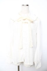 axes femme kawaii / レースボータイフリルブラウス M 生成り Y-25-11-30-052-AX-BL-SZ-ZY
