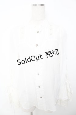 画像1: axes femme Kawaii / リボンブローチ付姫袖ブラウス M 白 Y-25-11-30-053-AX-BL-SZ-ZY
