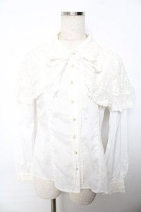 axes femme kawaii / レースケープブラウス M 白 Y-25-11-30-054-AX-BL-SZ-ZY