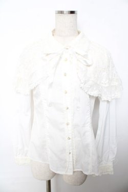 画像1: axes femme kawaii / レースケープブラウス M 白 Y-25-11-30-054-AX-BL-SZ-ZY