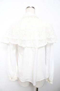 画像2: axes femme kawaii / レースケープブラウス M 白 Y-25-11-30-054-AX-BL-SZ-ZY