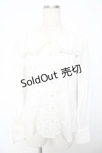 axes femme kawaii / スカラップバラ刺繍ブラウス M 白 Y-25-11-30-055-AX-BL-SZ-ZY