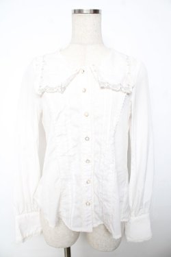 画像1: axes femme kawaii / スカラップバラ刺繍ブラウス M 白 Y-25-11-30-055-AX-BL-SZ-ZY