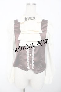 axes femme kawaii / ベスト風ブラウス M 茶 Y-25-11-30-059-AX-BL-SZ-ZY