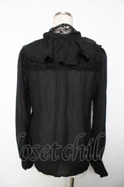 画像2: axes femme kawaii / レースボータイフリルブラウス M 黒 Y-25-11-30-060-AX-BL-SZ-ZY