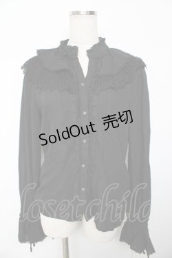 画像1: axes femme kawaii / バラレースフリブラウスル M 黒 Y-25-11-30-061-AX-BL-SZ-ZY