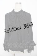 axes femme kawaii / リボンブローチ付姫袖ブラウス M 黒 Y-25-11-30-063-AX-BL-SZ-ZY