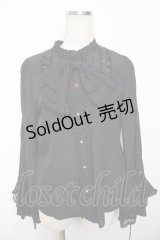 axes femme kawaii / リボンブローチ付姫袖ブラウス M 黒 Y-25-11-30-063-AX-BL-SZ-ZY