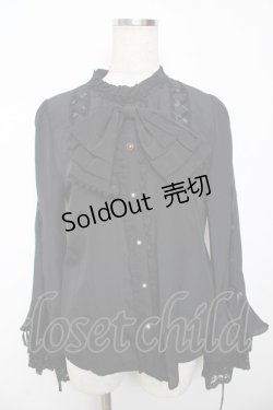 画像1: axes femme Kawaii / リボンブローチ付姫袖ブラウス M 黒 Y-25-11-30-063-AX-BL-SZ-ZY