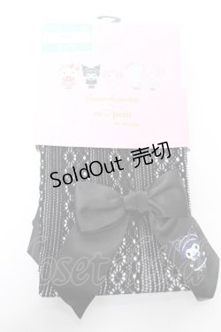 画像1: m petit by misako / AMクロミリボンタイツ L-LL ブラック Y-25-11-30-009-LO-ZA-SZ-ZY